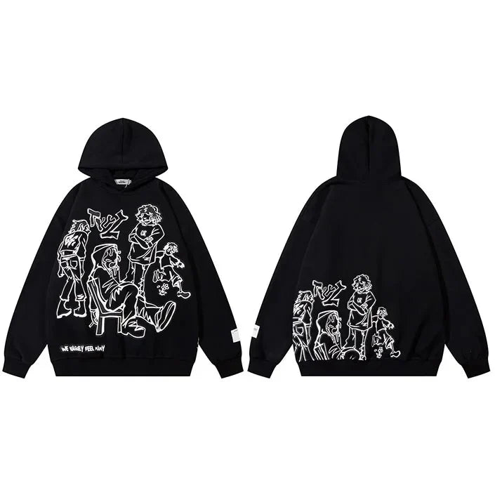 We V Cartoon Sketch Hoodie