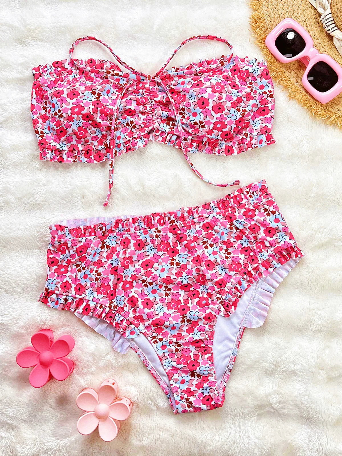 Floral Care Bandeau Bikini