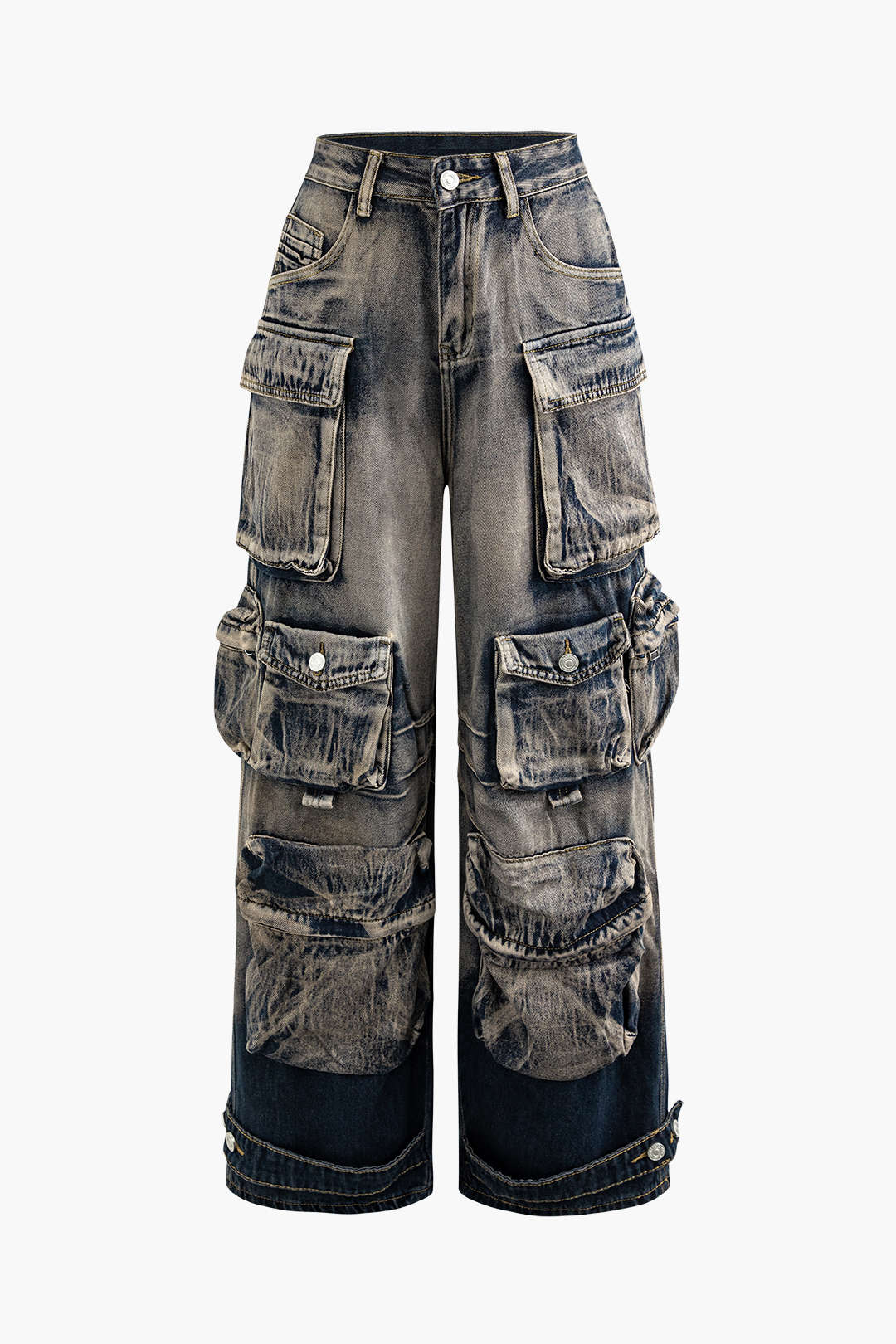 Ombre Çok Cepli Geniş Paça Kargo Pantolon