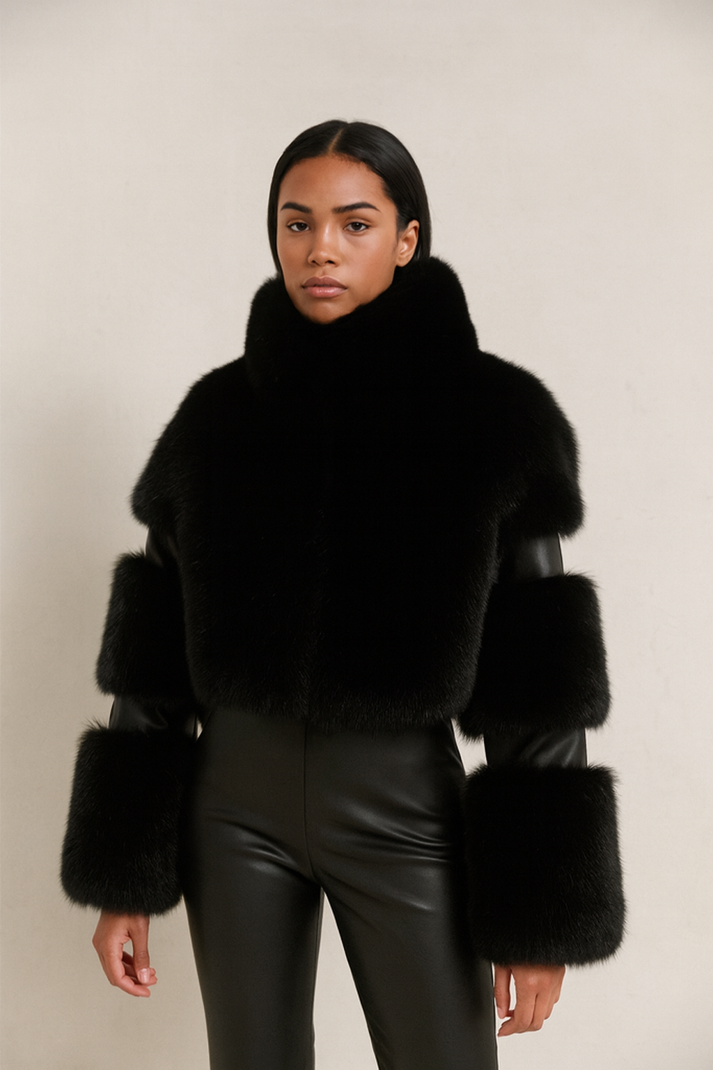 Solange Fur Deri Detaylı Kürk Ceket