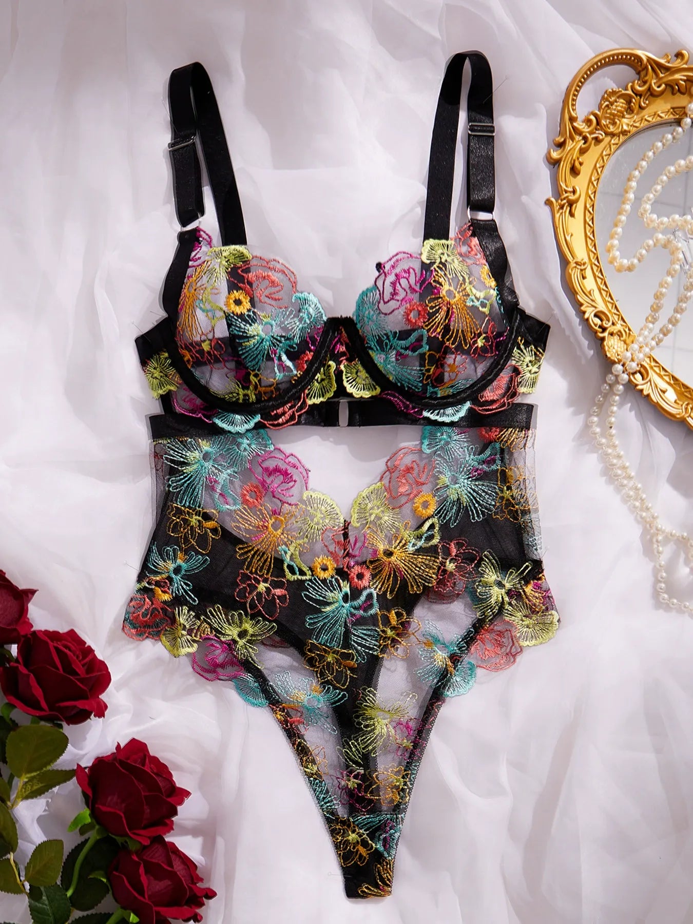Midnight Collar Nakışlı Bodysuit