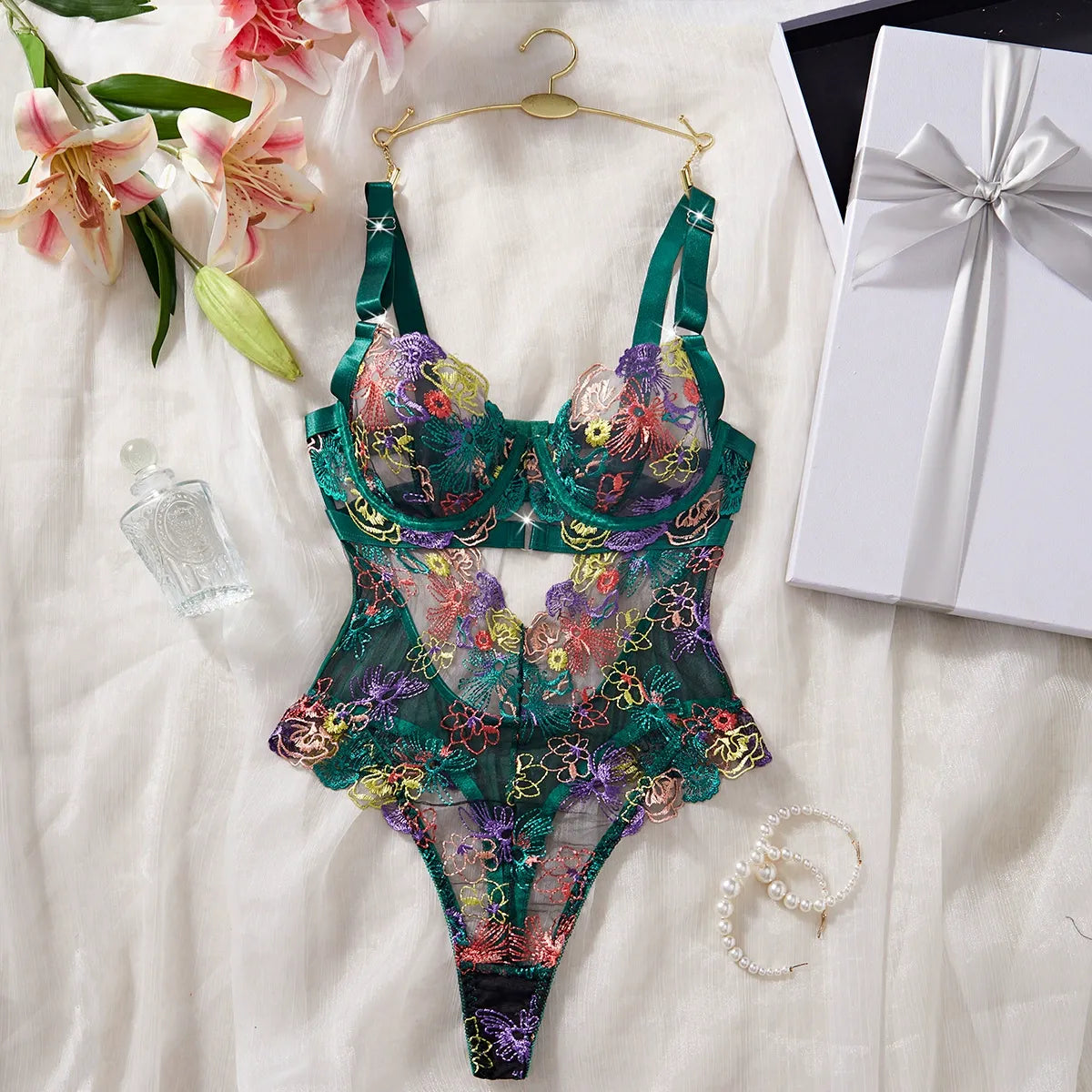 Midnight Collar Nakışlı Bodysuit