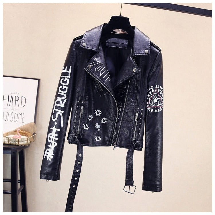 Taliningrad Punk Tarzı Deri Ceket