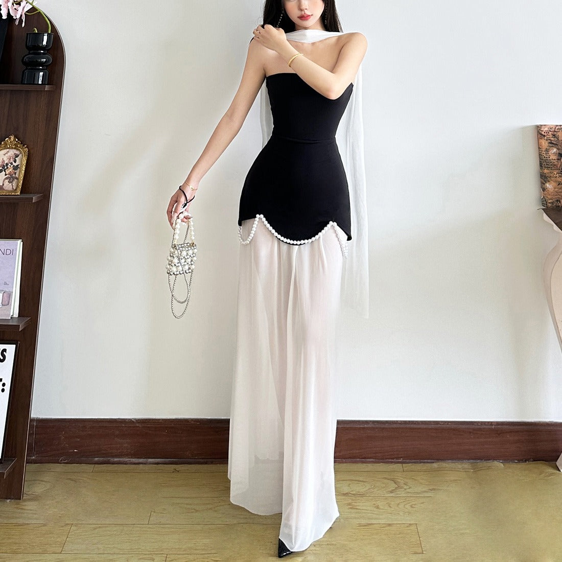 Easy Air İnci Detaylı Maxi Elbise