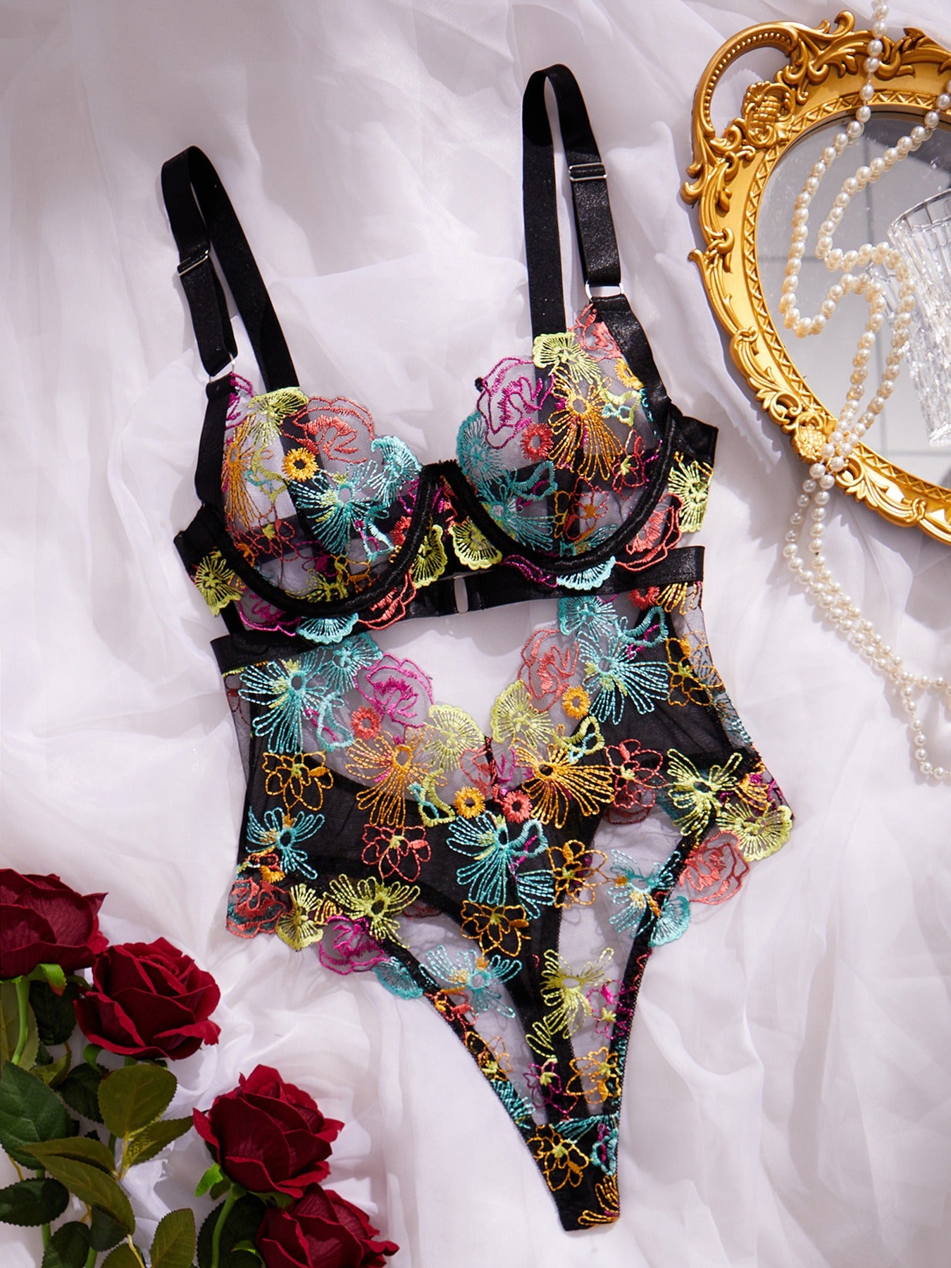 Midnight Collar Nakışlı Bodysuit