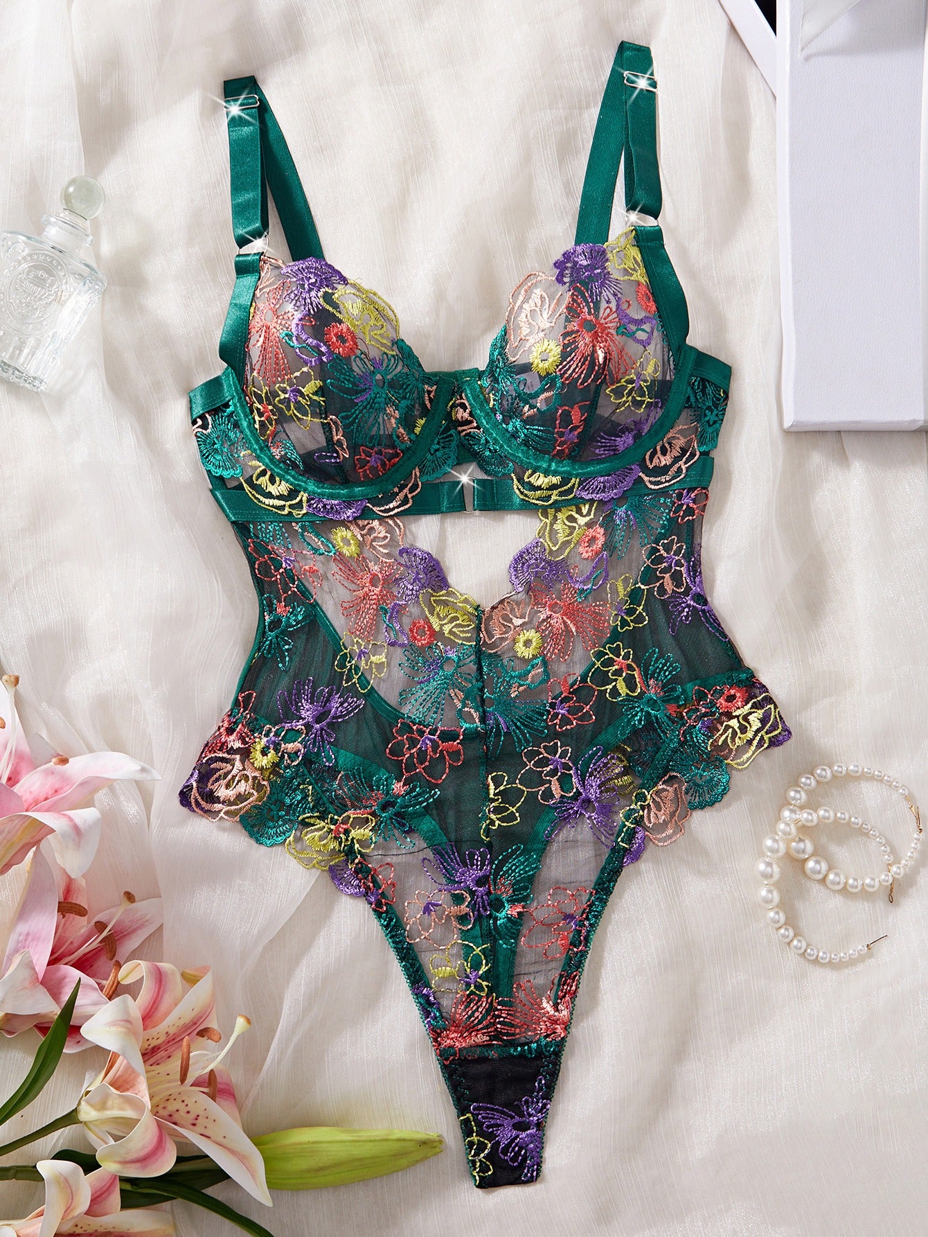 Midnight Collar Nakışlı Bodysuit