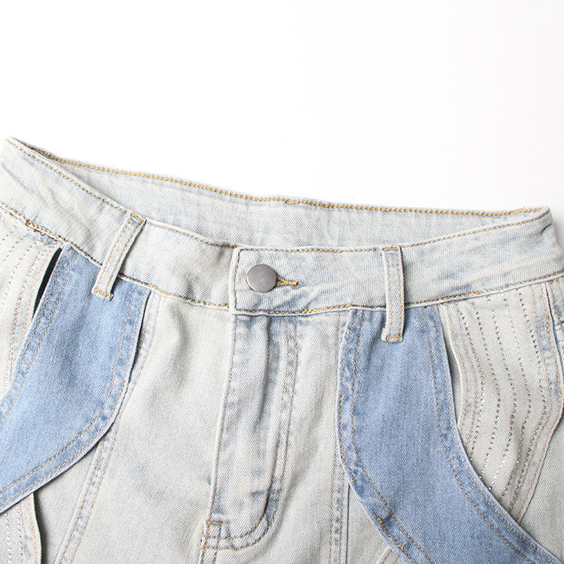 Nova Dalgalı Kesim Yüksek Bel Geniş Paça Kot Pantolon