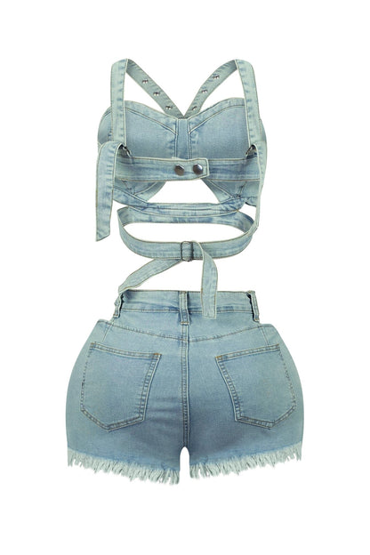 Stop Talking Alt Üst Denim Takım