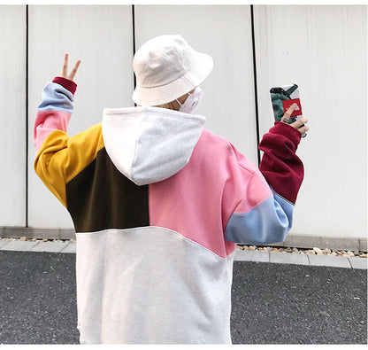 Contrast Patchwork Hoodie