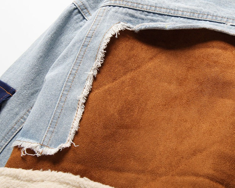 Lutrixian Denim Patchwork Ceket