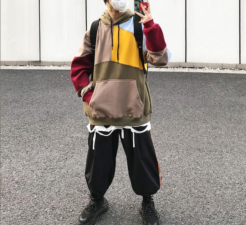 Contrast Patchwork Hoodie