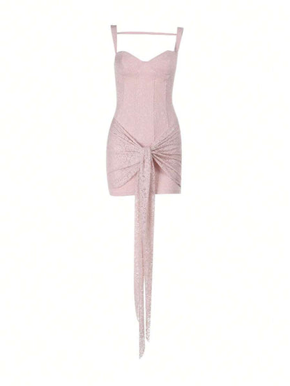Fille De Fer Dantel Mini Elbise