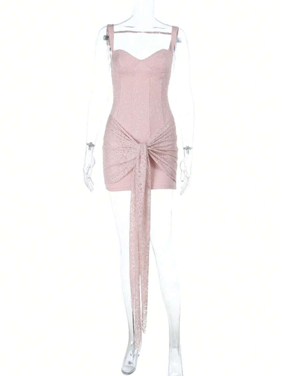 Fille De Fer Dantel Mini Elbise