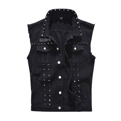 Edgy Studs Denim Vest