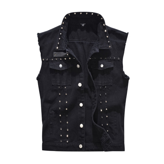 Edgy Studs Denim Vest