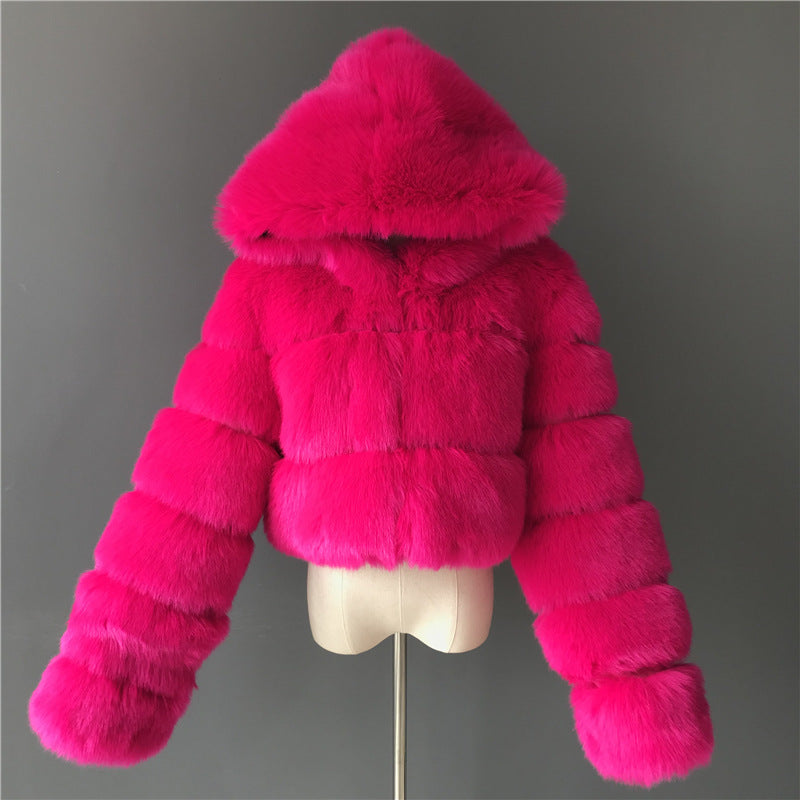 Fox Fur Kapşonlu Kürk