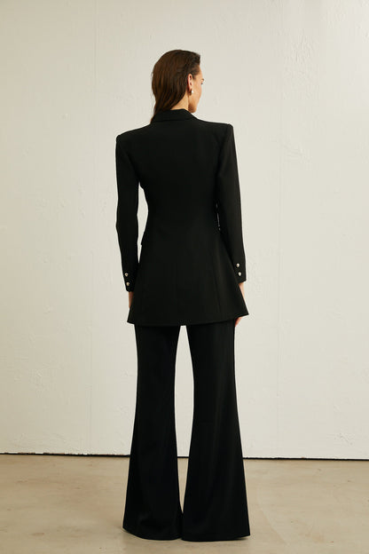 Linear Indigo Blazer-Mini Elbise