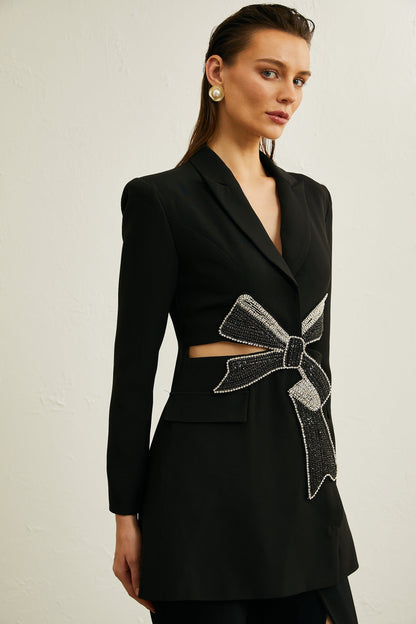 Linear Indigo Blazer-Mini Elbise