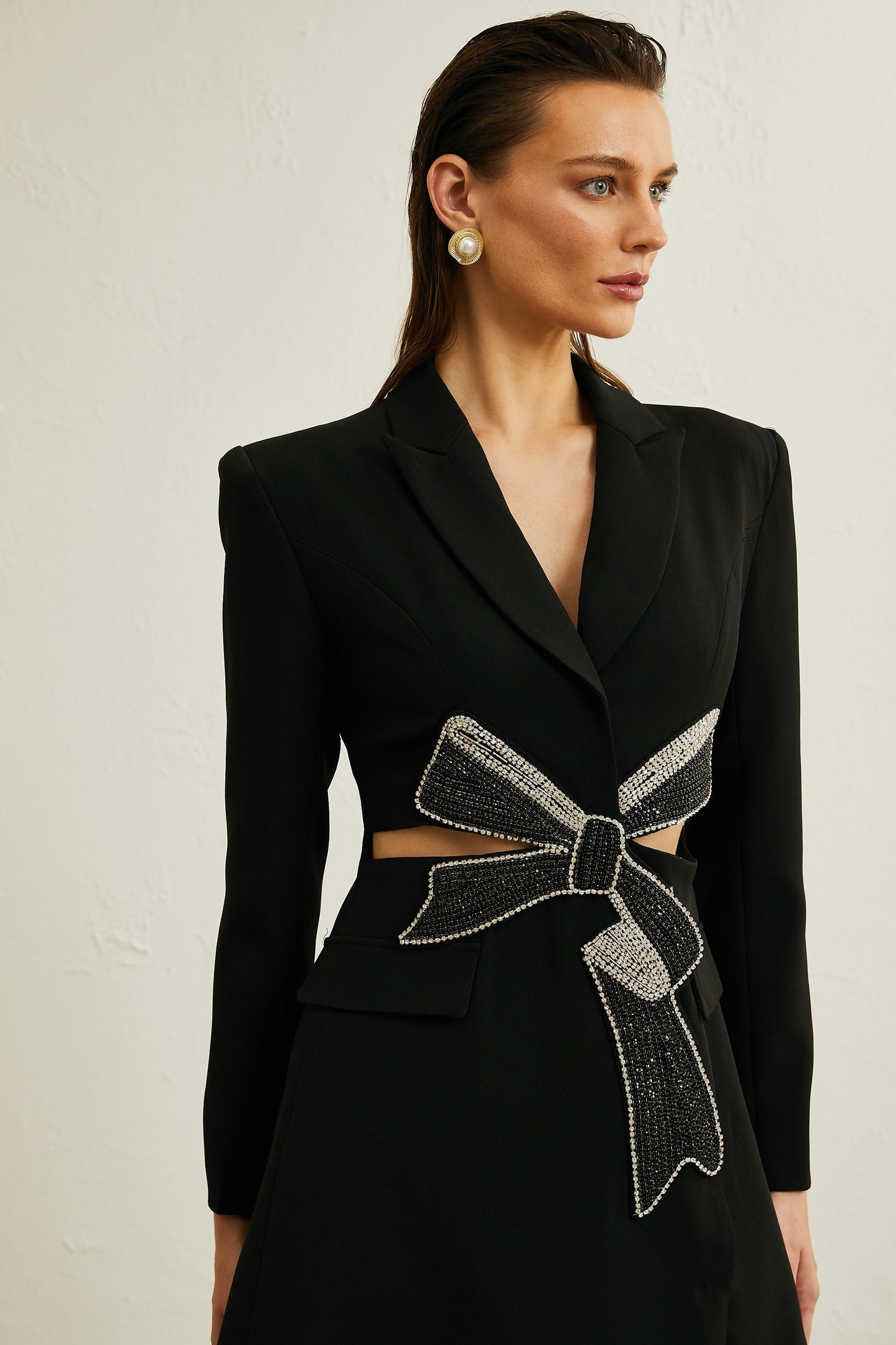 Linear Indigo Blazer-Mini Elbise