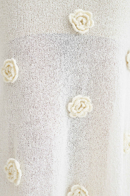 Infinite Rush Örme Gül Detaylı Uzun Elbise