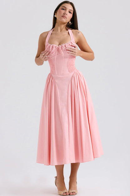 Coral Carousal Midi Elbise