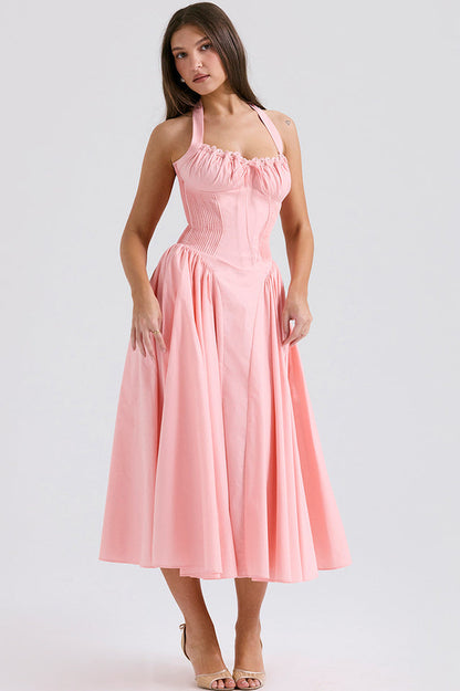 Coral Carousal Midi Elbise