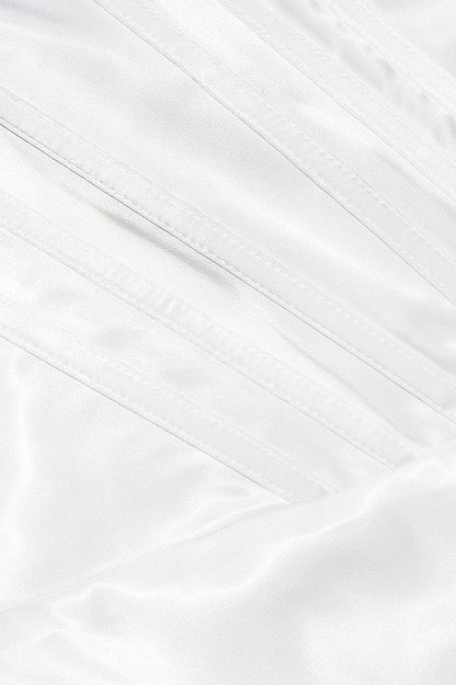 Leona Vintage Krem Boncuklu Straplez Elbise