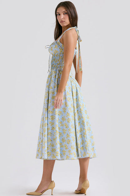 Coral Carousal Midi Elbise
