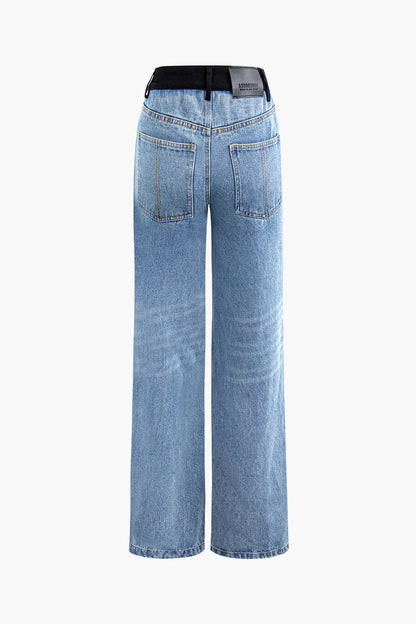 Clara Patchwork Düz Paça Kot