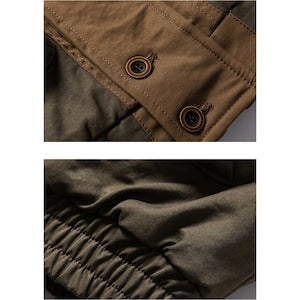 LUZZ Renk Bloklu Dik Yaka Büyük Cepli Pamuklu Mont