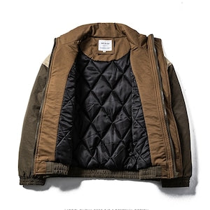 LUZZ Renk Bloklu Dik Yaka Büyük Cepli Pamuklu Mont