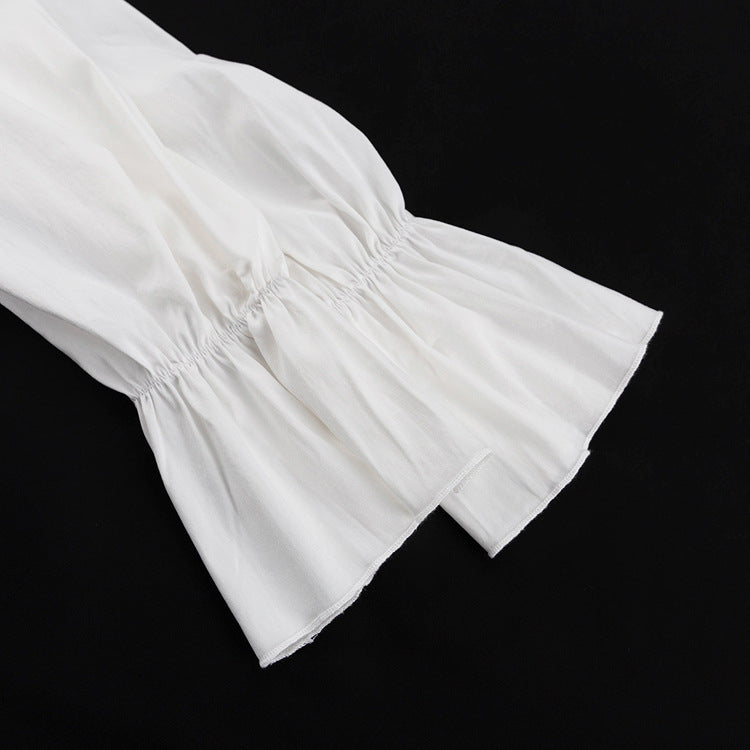 White Horizon V Yaka Volanlı Mini Elbise