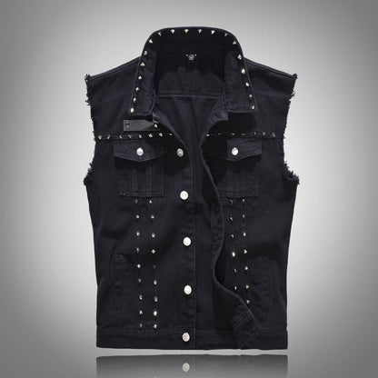 Edgy Studs Denim Vest