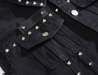 Edgy Studs Denim Vest