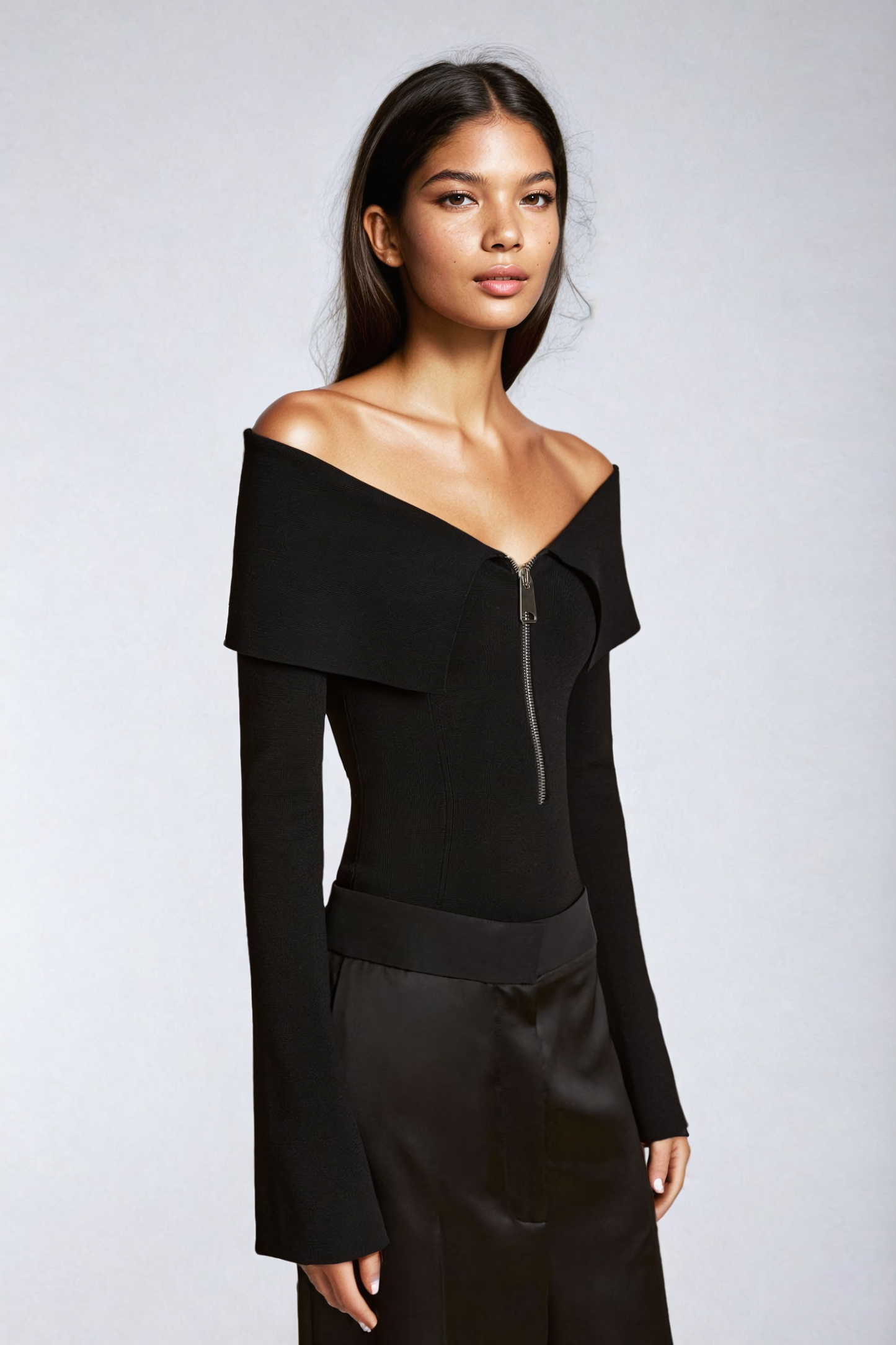 Victoria Fermuarlı Bodycon Üst