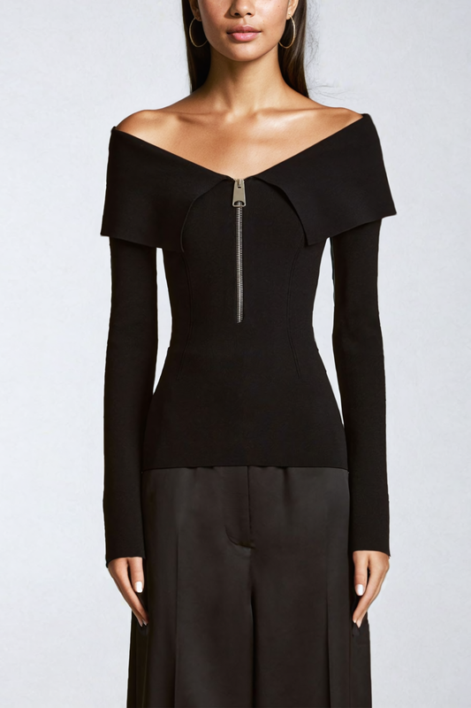 Victoria Fermuarlı Bodycon Üst