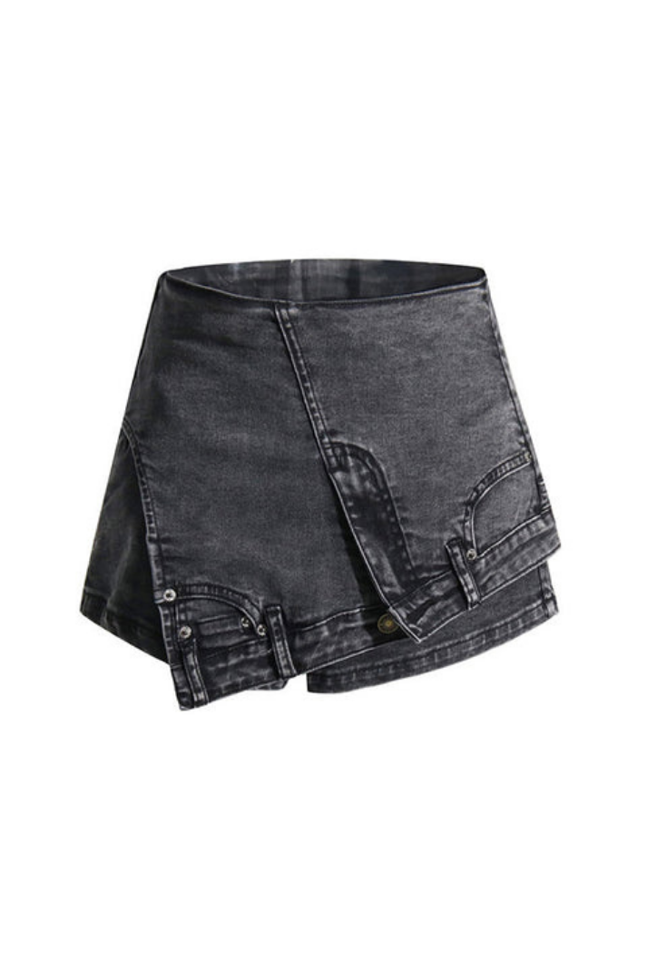 Oracle's Veil Asimetrik Kot Şort Etek