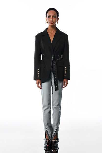 Aibhne Tokalı Yakalı Blazer (Siyah)