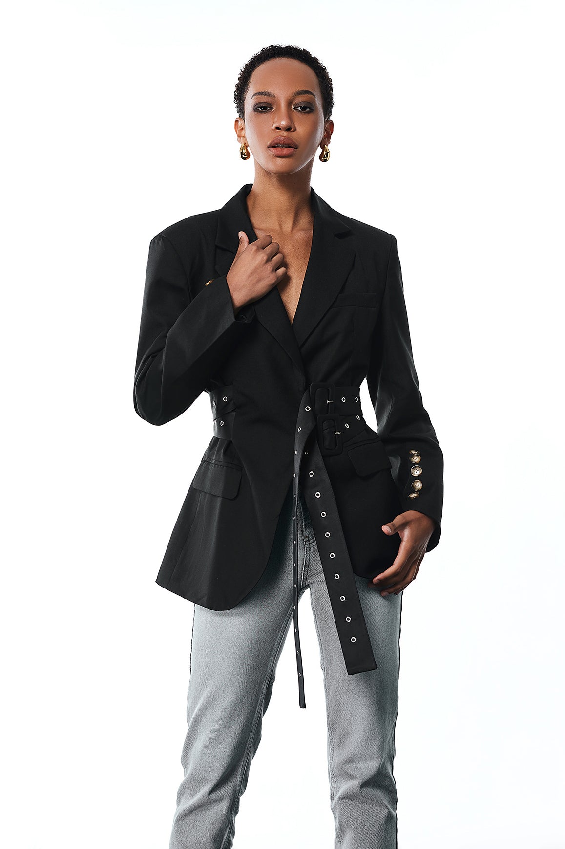 Aibhne Tokalı Yakalı Blazer (Siyah)