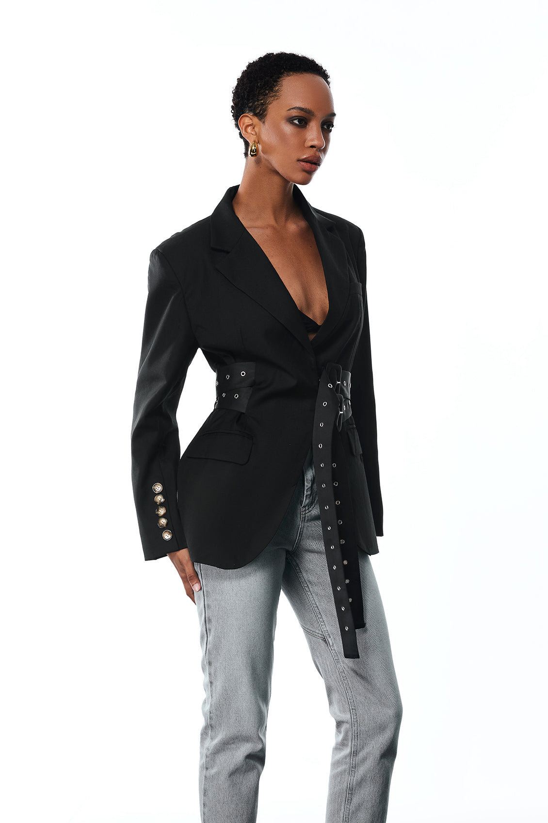 Aibhne Tokalı Yakalı Blazer (Siyah)