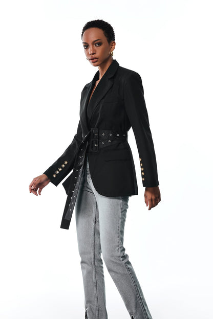 Aibhne Tokalı Yakalı Blazer (Siyah)