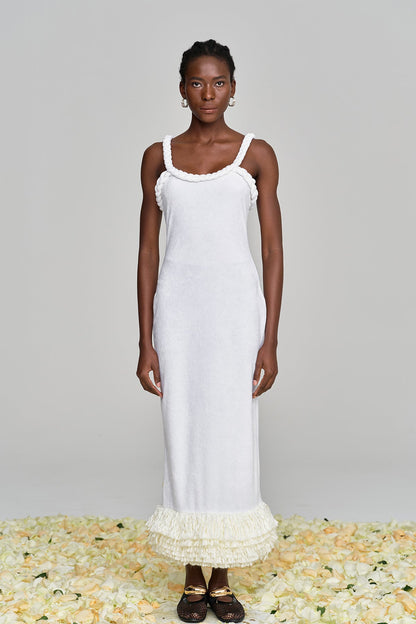 Alvis Vücuda Oturan Püsküllü Bükümlü Örgü Maxi Elbise