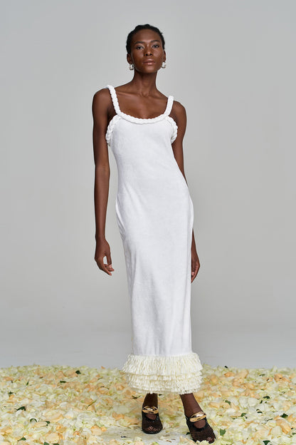 Alvis Vücuda Oturan Püsküllü Bükümlü Örgü Maxi Elbise