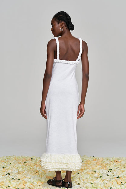 Alvis Vücuda Oturan Püsküllü Bükümlü Örgü Maxi Elbise