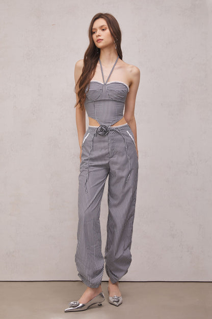 Amaia Çiçek Çizgili Bağcıklı Üst