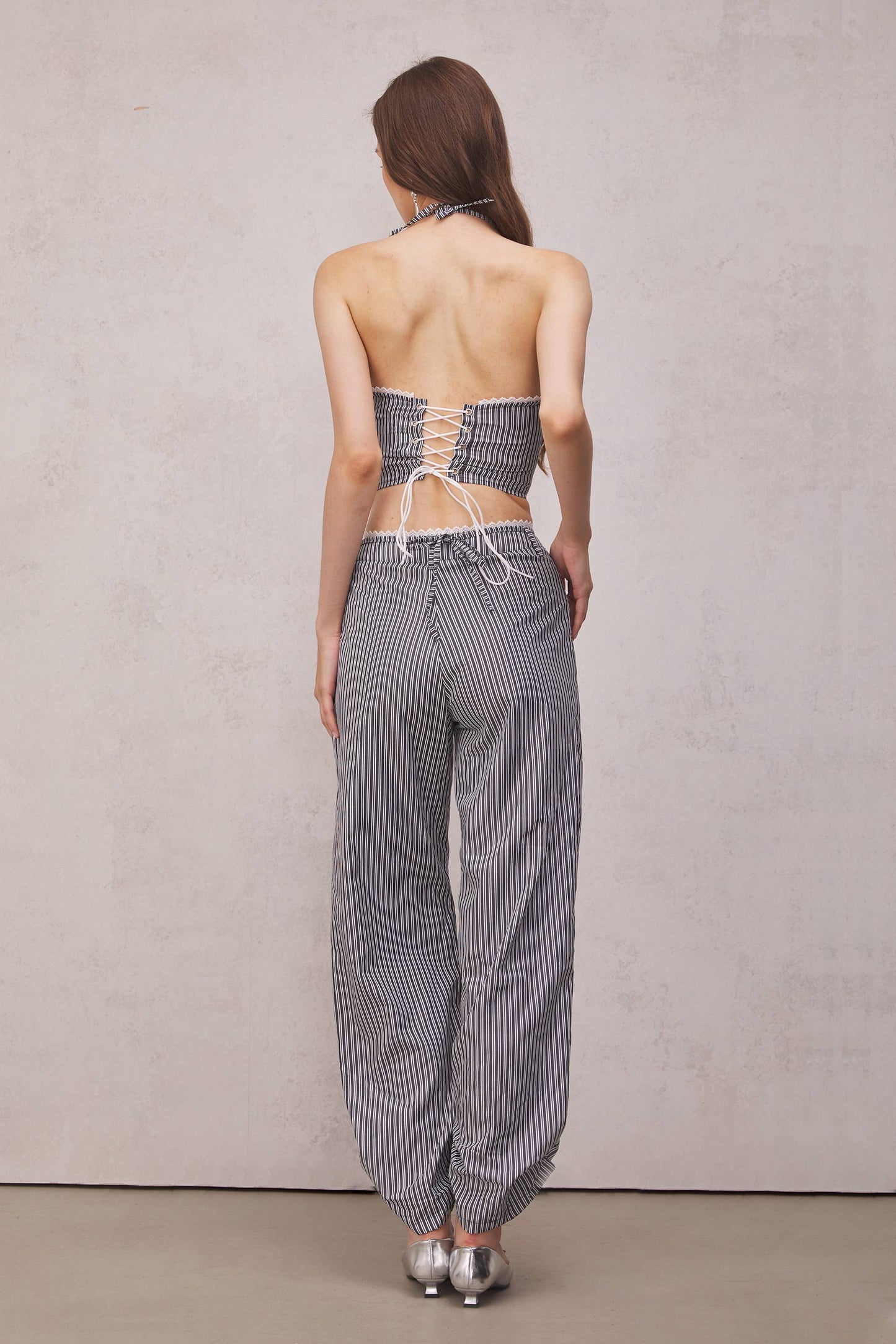 Amaia Çiçek Çizgili Bağcıklı Üst