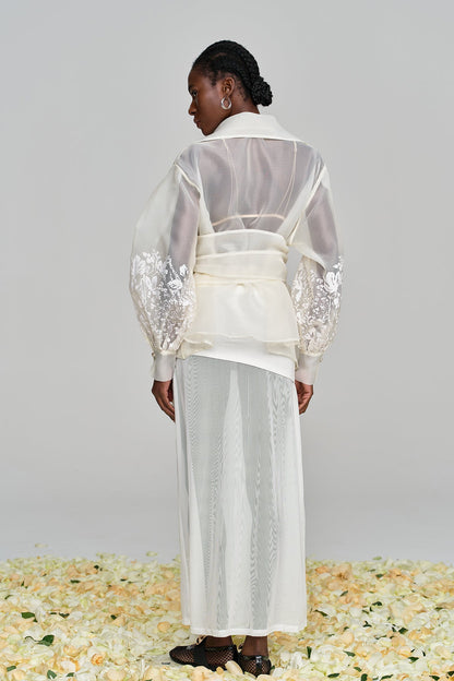 Amil Bağlamalı Çiçekli Yakalı Gömlek