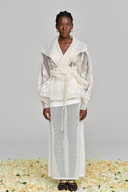 Amil Bağlamalı Çiçekli Yakalı Gömlek