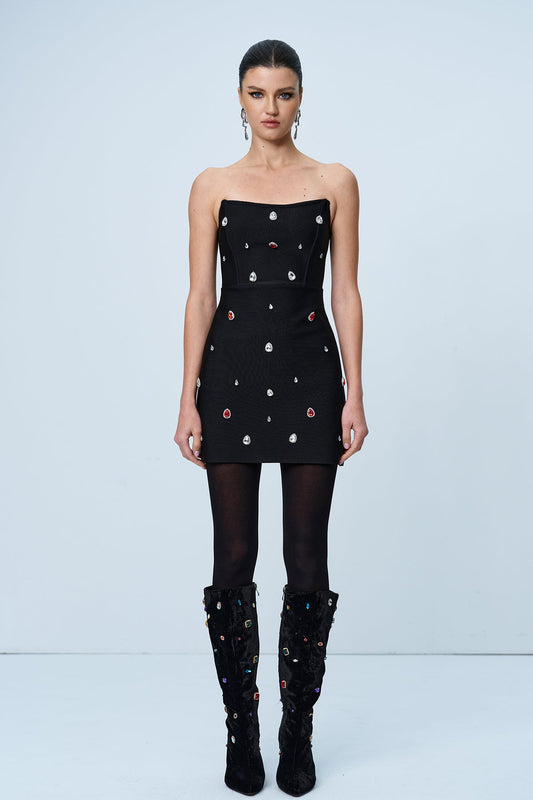 Valentis Taşlı Bodycon Mini Elbise