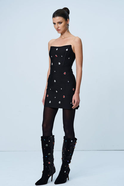Valentis Taşlı Bodycon Mini Elbise
